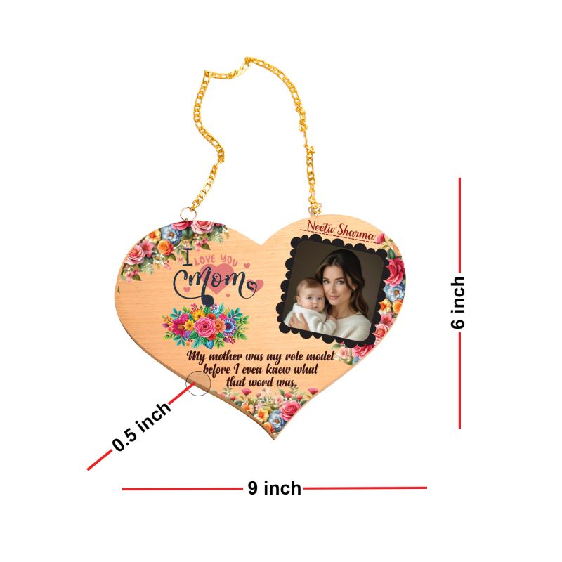 Personalized Heart-Shaped Wooden Hanging Photo Frame for Mom  Birthday Gift For Mom  Mother Day Gift From Daughter  New Mom Gift  Home Decor